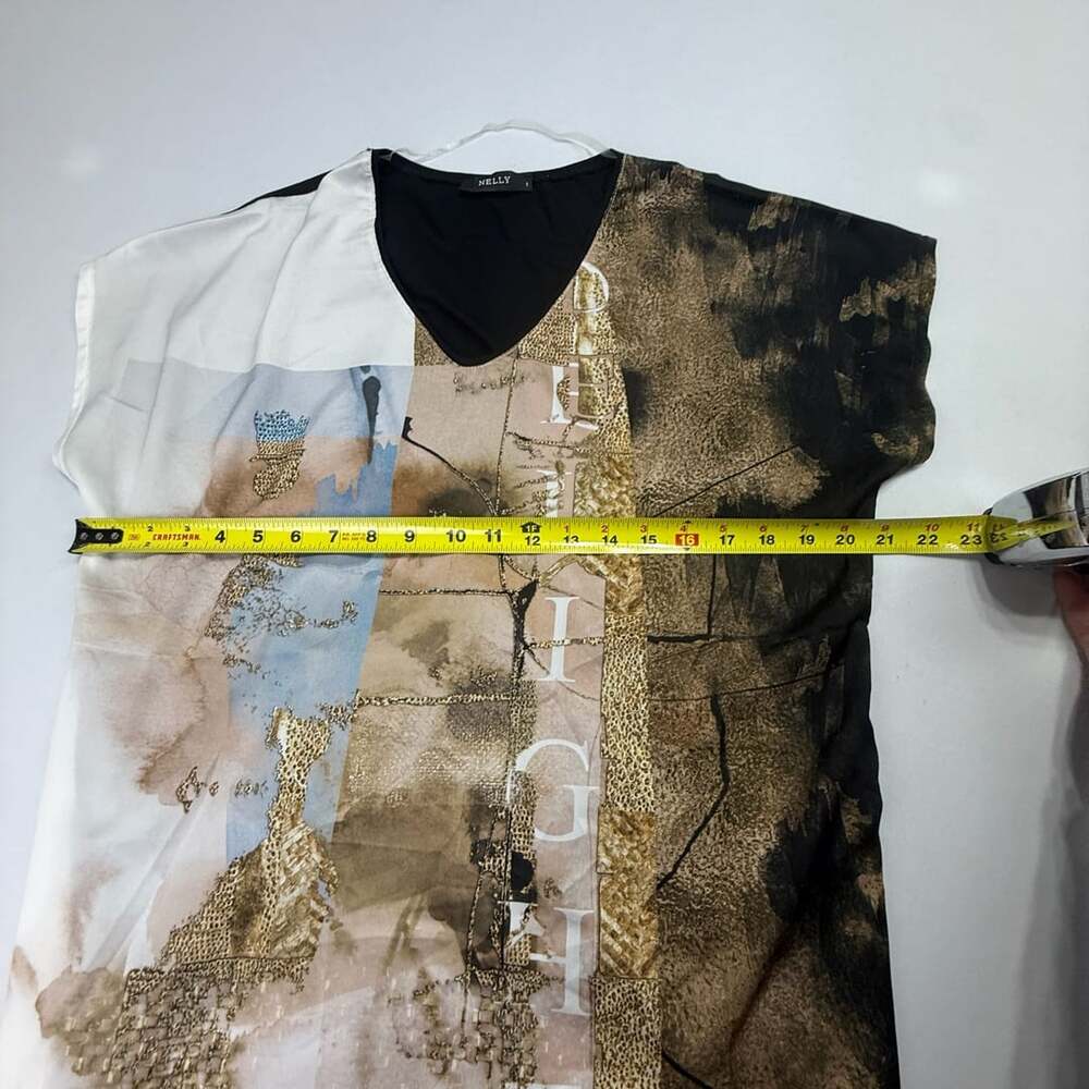 NELLY V-Neck Top Size 1 Multicolored Graphic Print - Picture 6 of 8